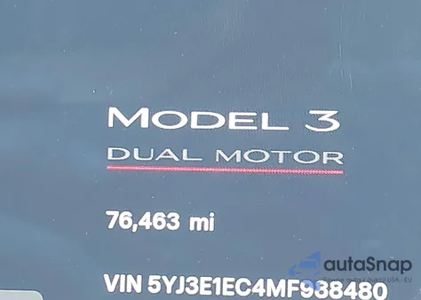 2021 Tesla Model 3 Performance Dual Motor All-Wheel Drive z USA, uszkodzony, nr VIN 5YJ3E1EC4MF988480